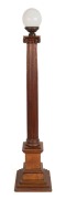 Antique Masonic floor lamp, carved cedar in the form of a Ionic column with glass shade, 19th century, 150cm high overall