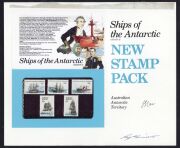 AUSTRALIAN ANTARCTIC TERRITORY - AUSTRALIA POST - DESIGNER SIGNED POINT-OF-SALE POSTERS - RAY HONISETT: 1979-82 New Issue posters (25.5x31cm) most with the relevant Stamp Pack or FDC attached, signed by Honisett on the poster or on the attached product, s - 5