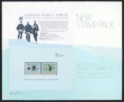 AUSTRALIAN ANTARCTIC TERRITORY - AUSTRALIA POST - SIGNED POINT-OF-SALE POSTERS - PHILLIP LAW: 1983-84 New Issue posters (25.5x31cm) three with Stamp Packs or FDC attached, all signed by scientist and Antarctic explorer Phillip Law on the poster or on the - 5