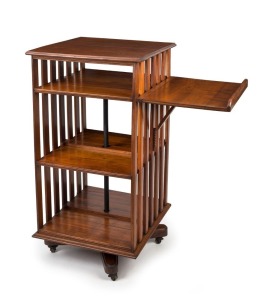 An antique Australian blackwood revolving bookstand, late 19th century, 106cm high, 51cm wide, 51cm deep
