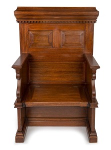 An unusual Australian blackwood hall stand with fielded panel back and lift-top storage base, late 19th century, ​​​​​​​127cm high, 89cm wide, 54cm deep