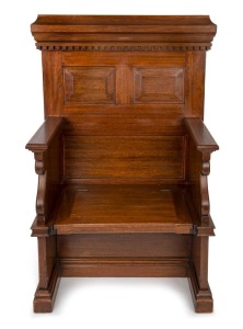 An unusual Australian blackwood hall stand with fielded panel back and lift-top storage base, late 19th century, 127cm high, 89cm wide, 54cm deep