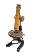 MICROSCOPE: Leitz Wetzlar&nbsp;29cm high lacquered brass and steel microscope [#47558], 1898, barrel&nbsp;engraved "Made for Kilpatrick & Co, Melbourne". In original numbered lockable timber case with original key, additional oculars and objectives. - 2