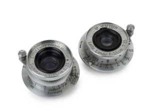 LEITZ: Elmar 35mm f3.5 lens [#616237] and a Summaron 35mm f3.5 lens [#1221331]. (2 items).