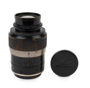 LEITZ: Elmar&nbsp;90mm f4 "ELANG Fat" lens [#96953] (scale in metres), with front and rear metal caps