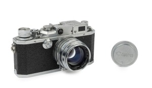 Canon Model  IIIA rangefinder camera, 1951-53 [#86309], with Canon f1.8 50mm lens [#90225] with metal lens cap.