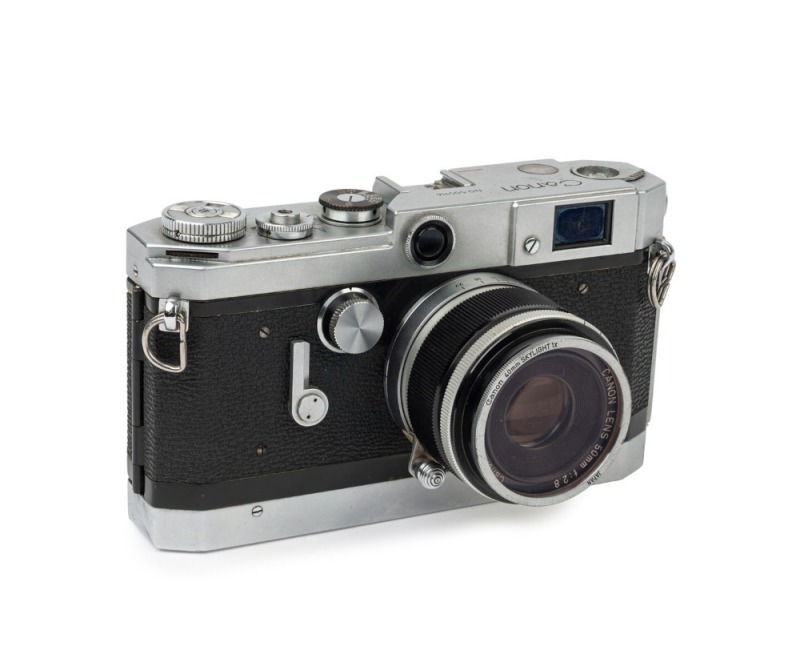 Canon rangefinder camera Model VT, 1956 [#500114] with Canon f2.8 50mm lens [#35490] and Canon Skylight 1x filter.