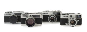 Canon DEMI cameras: A series of half-frame cameras initiated in 1963-64 and continued until 1971: A group of three different examples, comprising a Demi, a Demi C, a Demi EE28 and a Demi Rapid. (4 cameras).