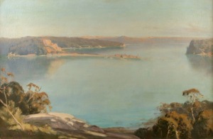 ARTIST UNKNOWN (Australian School), Sydney Harbour, oil on canvas, signed lower left (illegible), 59 x 90cm, 73 x 103cm overall, Provenance: Private Collection Melbourne.