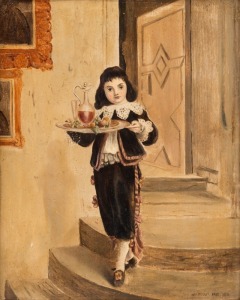 W. KEMBEL, (The Servant Boy), oil on board, signed, dated 1871 and inscribed "Yass" lower right, 28 x 22cm.