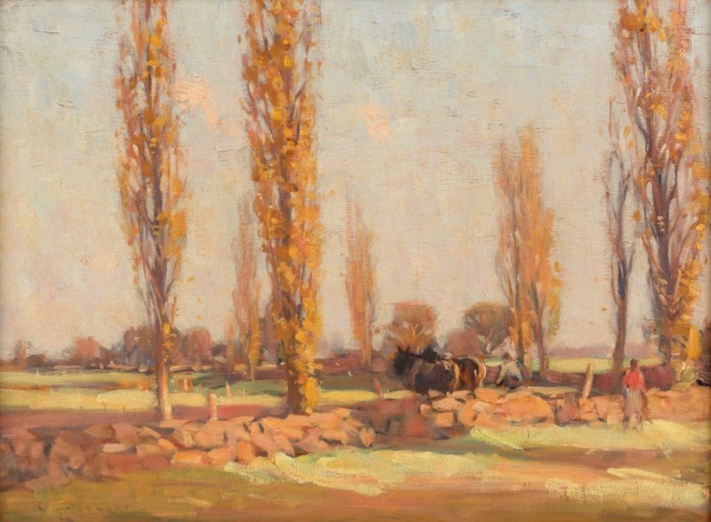 CHARLES WHEELER (1880-1977), (farm scene), oil on board, signed lower left "C. Wheeler", ​​​​​​​29 x 40cm, 42 x 52cm overall