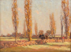 CHARLES WHEELER (1880-1977), (farm scene), oil on board, signed lower left "C. Wheeler", 29 x 40cm, 42 x 52cm overall