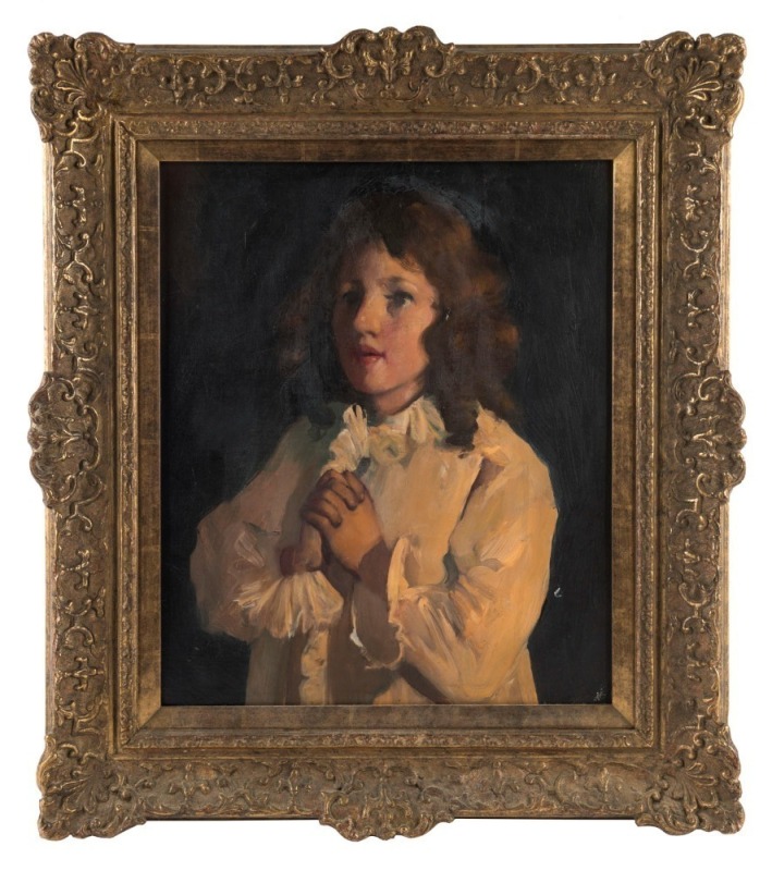 ARTIST UNKNOWN (Australian School) (A Girl at Prayer), oil on canvas, circa 1920, 43 x 35cm.