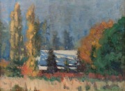 NORA GURDON (1881-1974), Autumn, Kalorama House, oil on board, signed lower right "N. Gurdon", Whitelaw label verso with details, ​​​​​​​24 x 34cm, 30 x 39cm overall