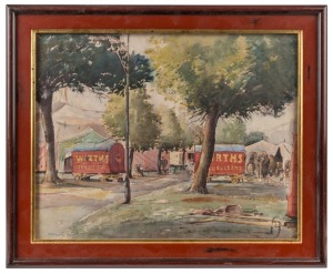 FREDERIC BATES (1918 - 2009), Wirths Circus & Zoo, watercolours, signed lower left, 39 x 49cm.