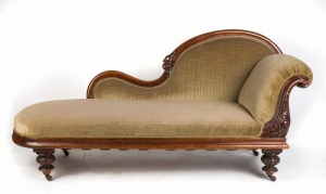 An Australian cedar chaise longue, circa 1880, 94cm high, 193cm wide, 70cm deep