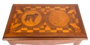 An unusual Australian folk art occasional table with marquetry and parquetry decoration, timbers include&nbsp;blackwood, ash, maple, cedar, pine and others, early 20th century, 61cm high, 72cm wide, 42cm deep - 2