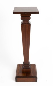 An Australian blackwood pedestal with square form tapering column, early 20th century, 97cm high, 28cm wide, 29cm deep