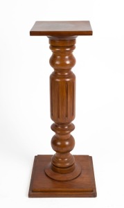 An Australian blackwood pedestal with turned and fluted column, early 20th century, 95cm high, 30cm wide, 29cm deep