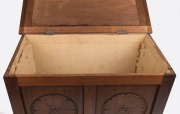 An Australian Arts & Crafts lift-top trunk, solid blackwood construction with carved floral panels, circa 1900, 79cm high, 104cm wide, 56cm deep - 2