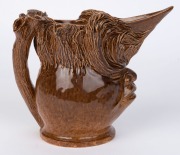 WILLIAM RICKETTS character jug, rare and early brown high gloss glaze, incised "W. M. Ricketts, Melbourne, 1934", 17.5cm high, 21cm wide - 2