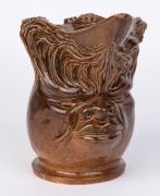 WILLIAM RICKETTS character jug, rare and early brown high gloss glaze, incised "W. M. Ricketts, Melbourne, 1934", 17.5cm high, 21cm wide - 3