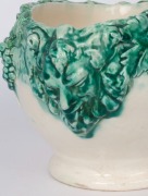UNA DEERBON impressive pottery vase adorned with applied grapes, leaves and Bacchus face masks, incised "Una Deerbon", 18.5cm high, 33.5cm wide - 2