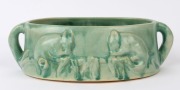 MELROSE WARE green glazed pottery possum trough, stamped "Melrose Ware, Australian", ​​​​​​​10.5cm high, 34cm wide - 2