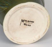 MELROSE WARE gumleaf pottery vase with unusual green glaze finish,  stamped "Melrose Ware, Australian", 24cm high - 2