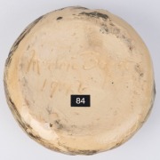 MERRIC BOYD pottery lidded bowl with applied windswept tree decoration, incised "Merric Boyd, 1946", 9cm high, 11.5cm wide - 2