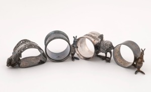 Four assorted silver plated Australiana napkin rings,19th and early 20th century, ​​​​​​​the largest 5.5cm high