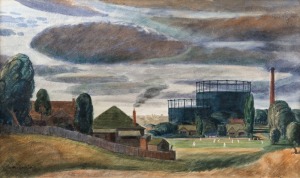 MAX NEWTON (1919-1975), Late Afternoon (Arden Street Oval, North Melbourne), watercolour, signed lower left "Max Newton", 30 x 51cm, 52 x 70cm overall