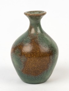BARBARA GAUVIN small studio pottery vase with sage crystalline glaze, signed "Barbara Gauvin", 10cm high