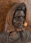 ROBERT PRENZEL pair of carved portrait panels of an Aboriginal man and woman in a headscarf, superbly carved and mounted in Prenzel's signature carved timber frames, signed "Prenzel, 1919" and "Prenzel, 1920", the larger 75 x 65cm overall - 12