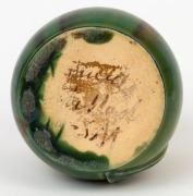 REMUED green glazed pottery vase with applied gumnuts and leaf, incised "Remued, Hand Made, 93 SM", 17cm high - 3
