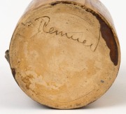 REMUED&nbsp;early pottery vase with windswept tree decoration and incised markings,&nbsp; incised "Remued", 9cm high, 9.5cm wide - 3
