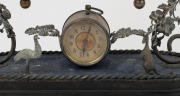 Australiana silver plated mantel clock with two carved emu eggs depicting a kangaroo, cockatoo, kookaburra and lyrebird in bush settings, late 19th century, 36cm high - 4