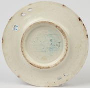 ALFRED CORNWALL circular pottery bread plate with mottled blue and white glaze, 19th century, rare, incised "J. TOOMEY, UNION STREET, WEST BRUNSWICK", ​​​​​​​29.5cm diameter - 2