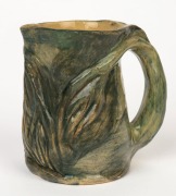 MERRIC BOYD pottery jug with applied windswept tree decoration, incised "Merric Boyd, 1946", 13cm high, 14cm wide - 3