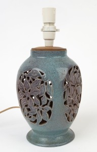 KLYTIE PATE pierced pottery table lamp, incised "Klytie Pate", 35cm high overall