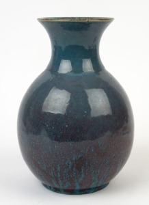 PAM HALLANDAL pottery vase with mauve and blue glaze, signed "Pam Hallandal, 1954", 23cm high