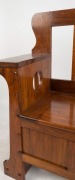 An Australian Arts & Crafts blackwood hallseat with lift-top storage base, Melbourne origin, early 20th century, with Myer Emporium label affixed, ​​​​​​​97cm high, 114cm wide, 43cm deep - 3