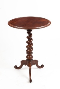 An Australian wine table with barley twist column, cedar and blackwood, 19th century, 70cm high, 51cm diameter