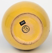 P.P.P. (PREMIER POTTERY PRESTON) baluster shaped pottery vase, yellow ground with blue, pink and green glaze, stamped "P.P.P.", 21.5cm high - 3