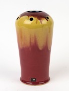 P.P.P. (PREMIER POTTERY PRESTON) multi-stemmed flower vase with pink and yellow glaze, stamped "P.P.P.", 18.5cm high - 2