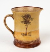P.P.P. (PREMIER POTTERY PRESTON) unusual pottery jug with hand-painted farm scene, most likely the work of Reg Hawkins, hand-painted factory mark in brown "P.P.P.", 11cm high, 13cm wide - 3