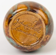 JOHN CAMPBELL baluster shaped pottery vase with mottled glaze, incised "John Campbell, Launceston", 9.5cm high - 2