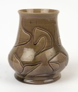 TRIXIE&nbsp;RIEKEN&nbsp;grey and mauve glazed pottery vase with sgraffito decoration, incised "Trixie Rieken, 1938, hand made", 13.5cm high - 2
