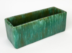 JOHN CAMPBELL green glazed pottery flower trough, incised "John Campbell, Tas", 13cm high, 36cm wide