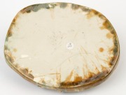 M. JOHNSON pottery tree stump tray with applied lizard decoration, Sydney origin, incised "M. Johnson", 11cm high, 21cm wide - 3